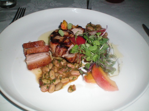 Vermont Pig With Cattle Beans And Peaches